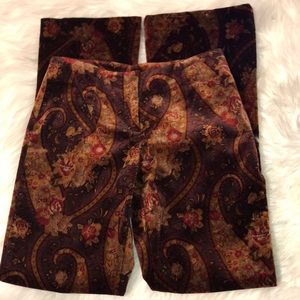 Cache Floral Paisley Boot Cut Pants - Brown and Red